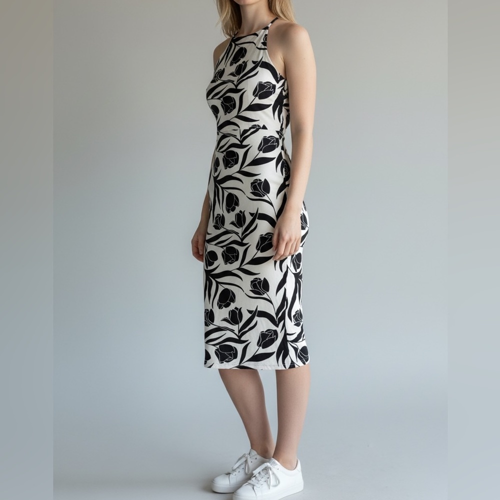 Fighting Eel Lisa Dress Black Roses knit small NWT modal